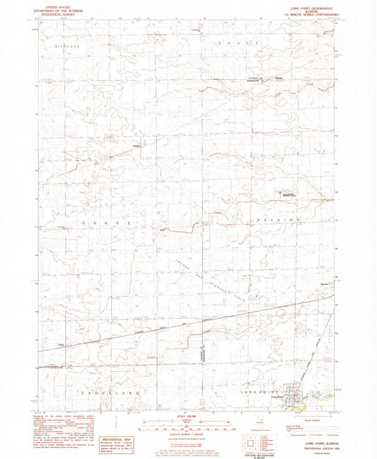 Classic USGS Long Point Illinois 7.5'x7.5' Topo Map Image