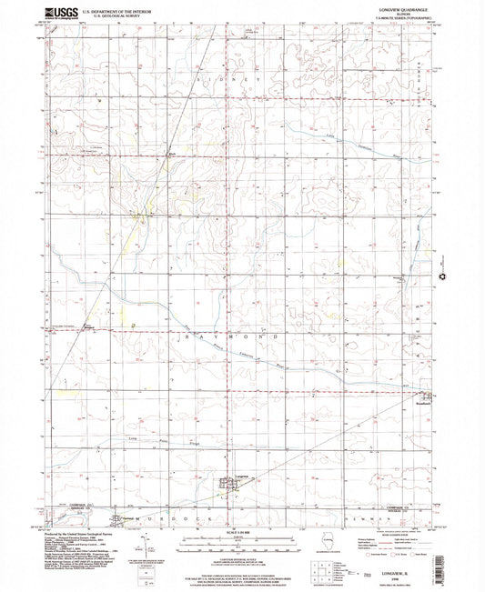Classic USGS Longview Illinois 7.5'x7.5' Topo Map Image