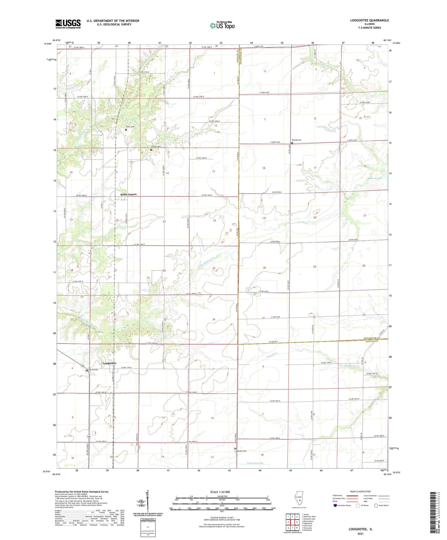 Loogootee Illinois US Topo Map Image