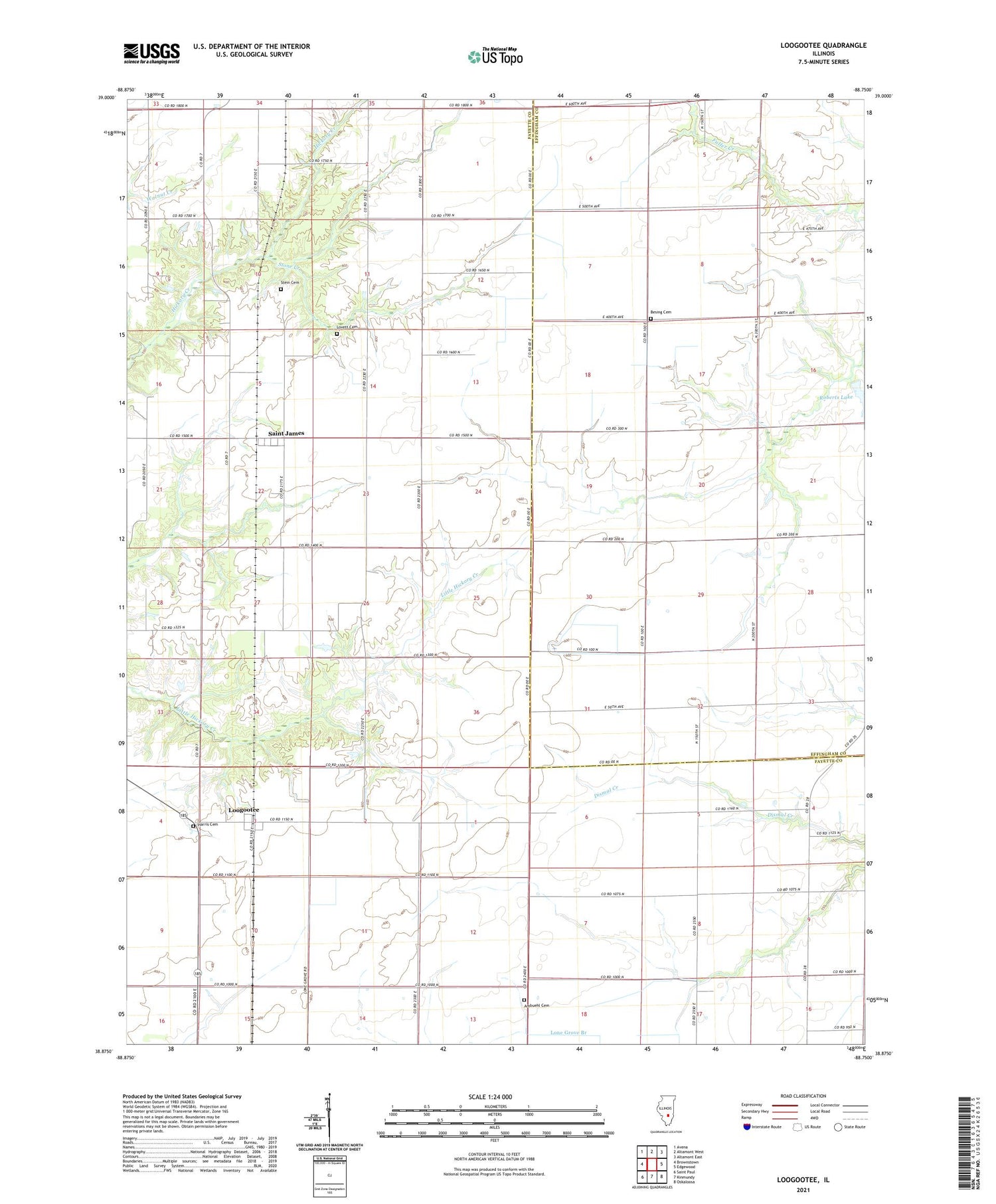 Loogootee Illinois US Topo Map Image