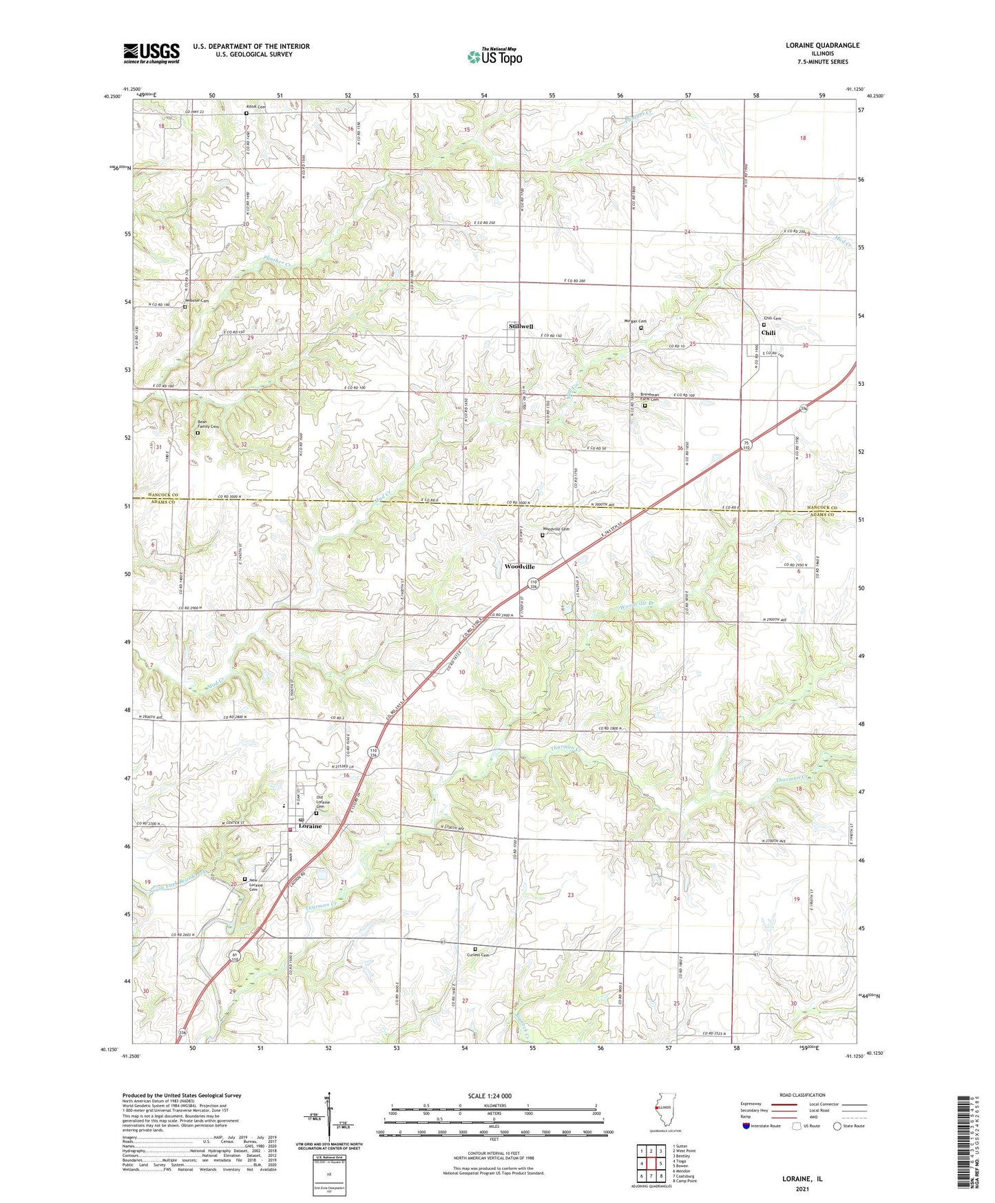 Loraine Illinois US Topo Map Image
