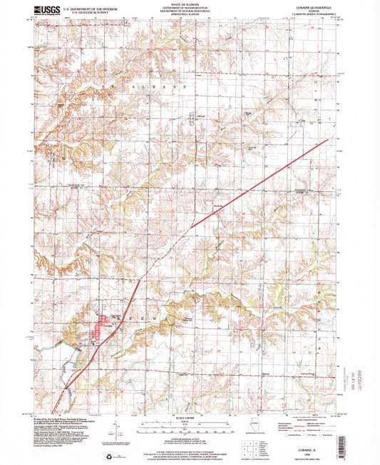 Classic USGS Loraine Illinois 7.5'x7.5' Topo Map Image