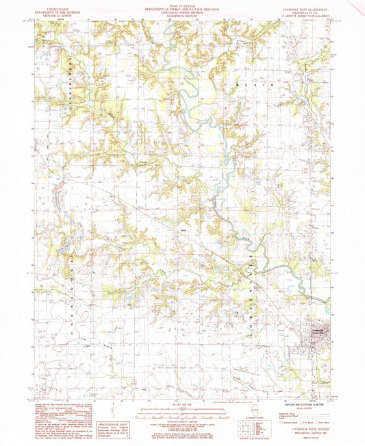 Classic USGS Louisville West Illinois 7.5'x7.5' Topo Map Image
