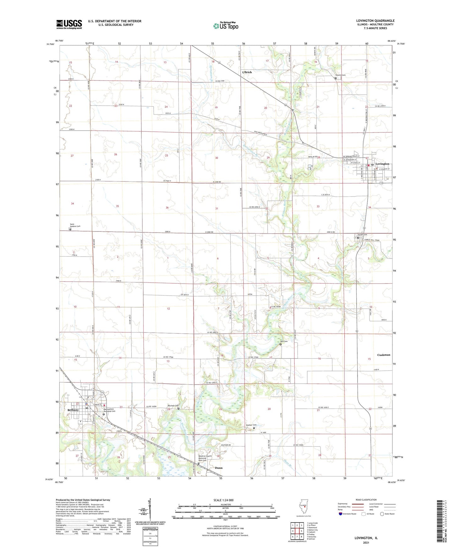 Lovington Illinois US Topo Map Image