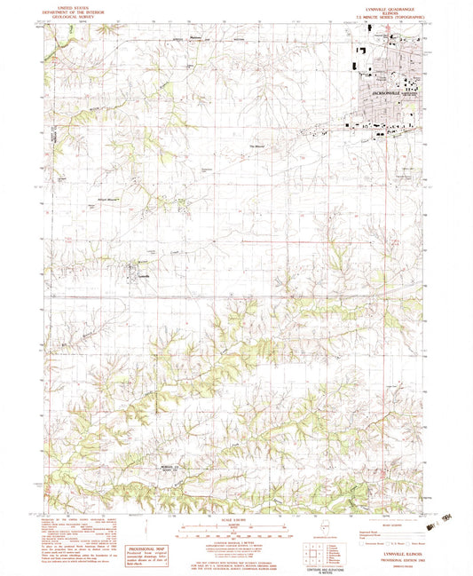 Classic USGS Lynnville Illinois 7.5'x7.5' Topo Map Image