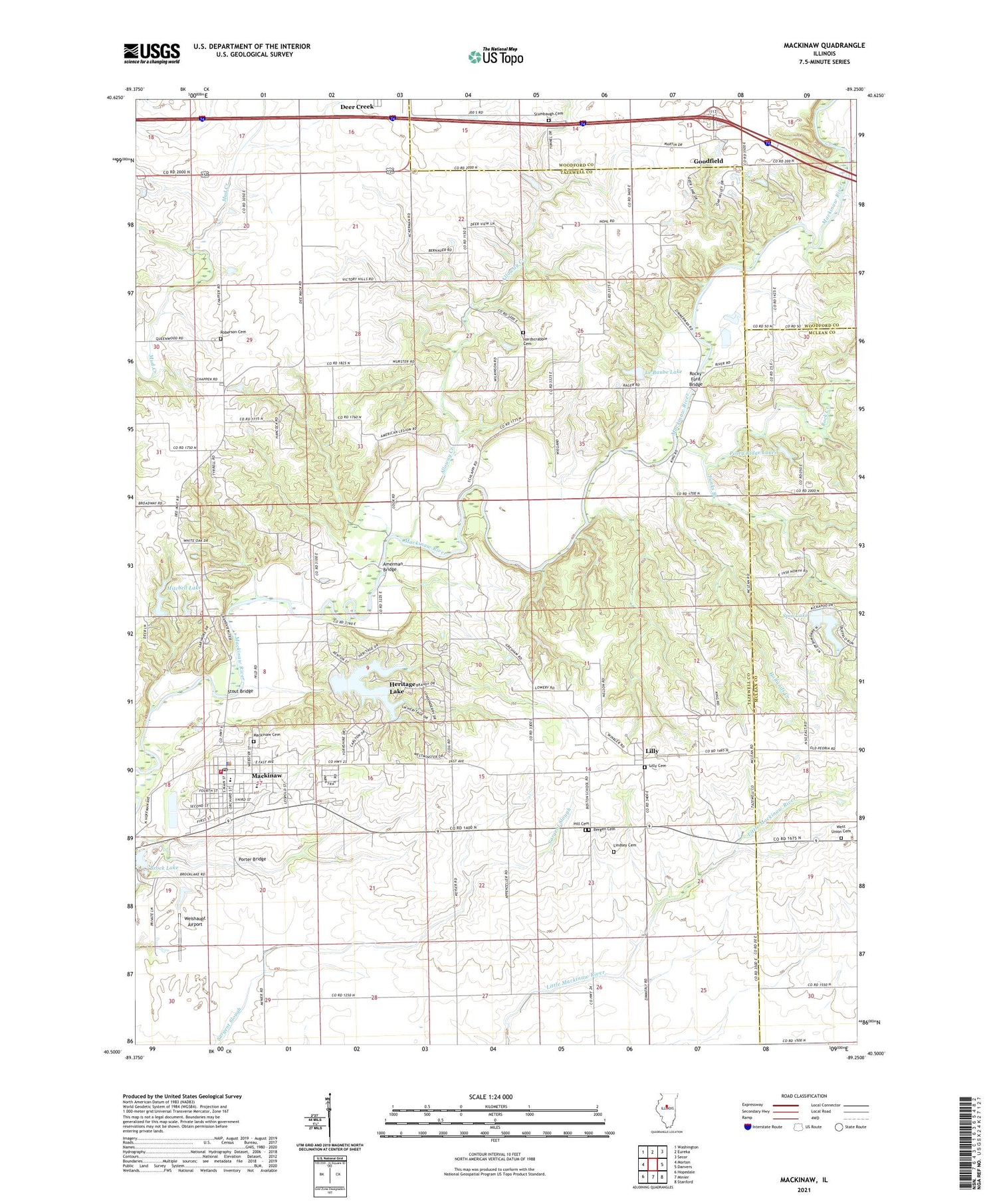 Mackinaw Illinois US Topo Map Image