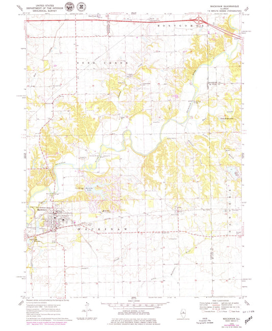 Classic USGS Mackinaw Illinois 7.5'x7.5' Topo Map Image