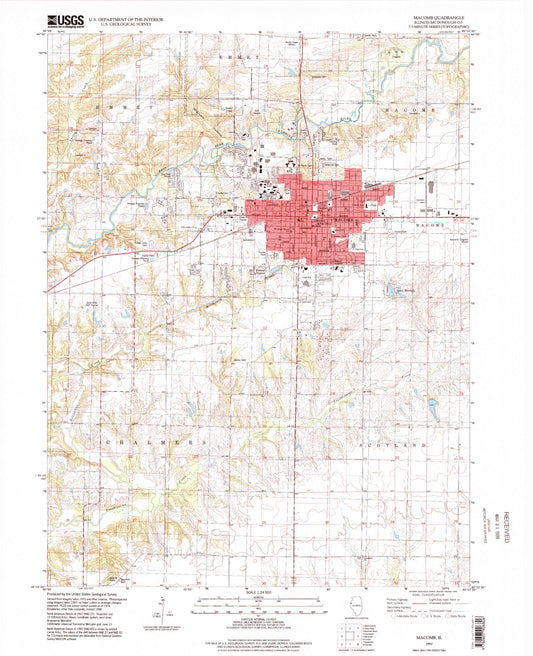 Classic USGS Macomb Illinois 7.5'x7.5' Topo Map Image