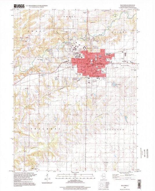 Classic USGS Macomb Illinois 7.5'x7.5' Topo Map Image