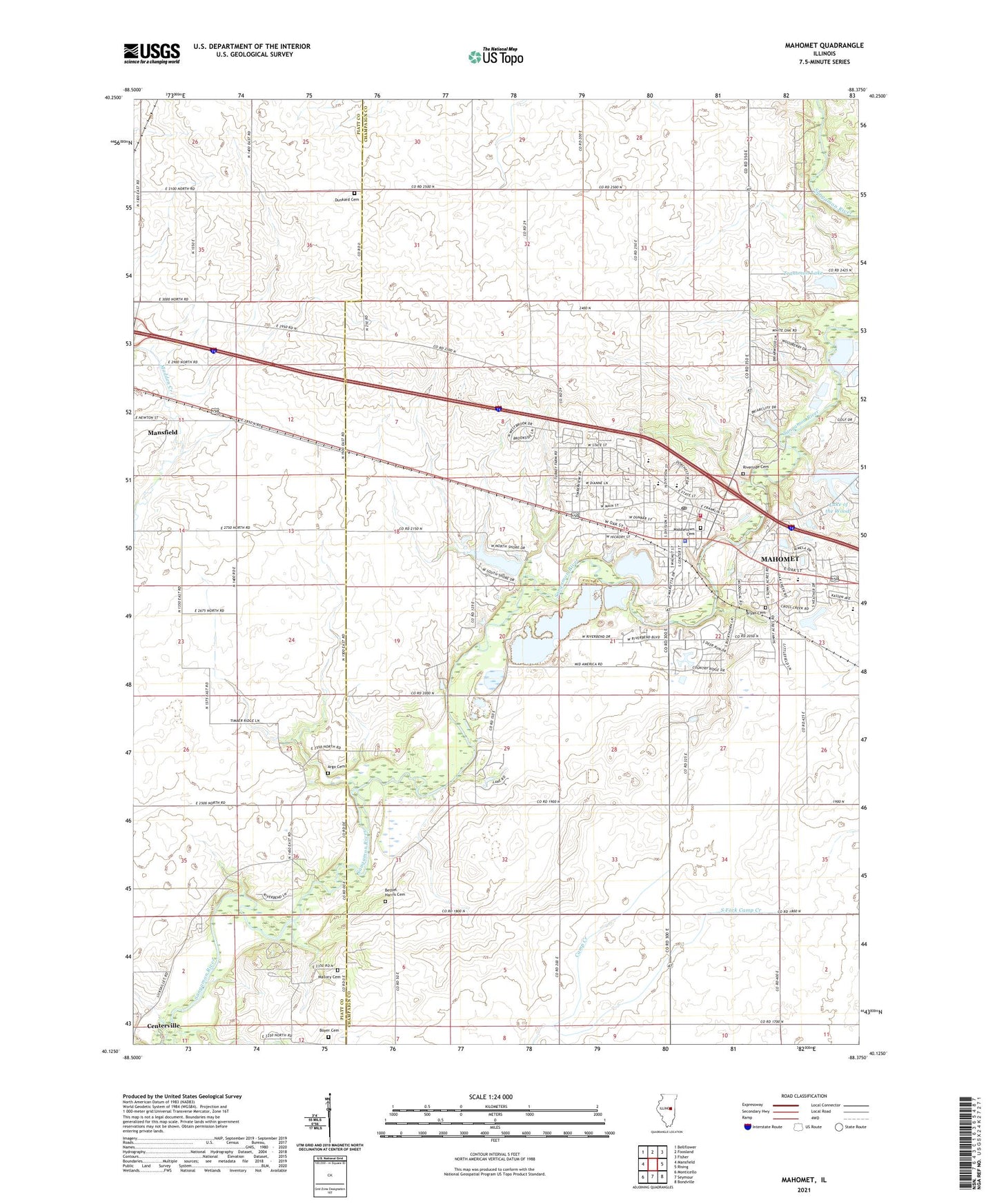 Mahomet Illinois US Topo Map Image