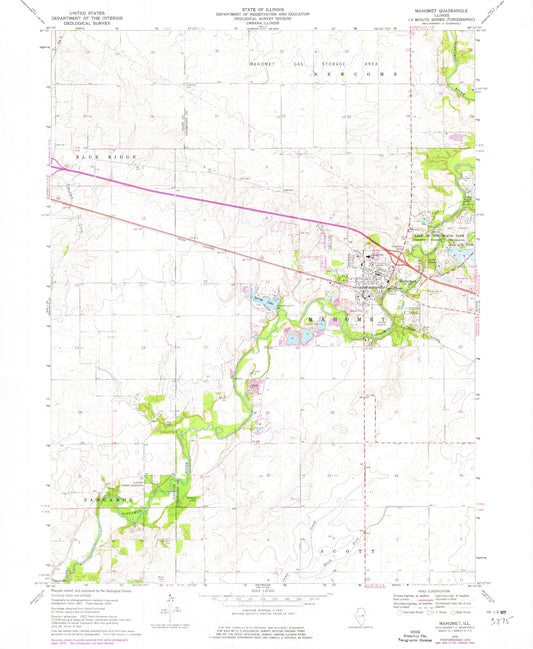 Classic USGS Mahomet Illinois 7.5'x7.5' Topo Map Image