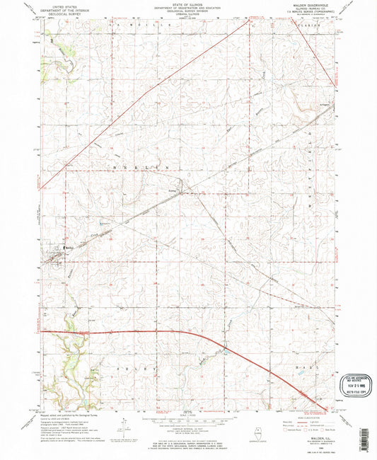 Classic USGS Malden Illinois 7.5'x7.5' Topo Map Image