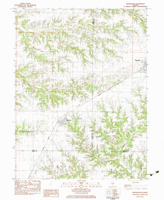 Classic USGS Manchester Illinois 7.5'x7.5' Topo Map Image