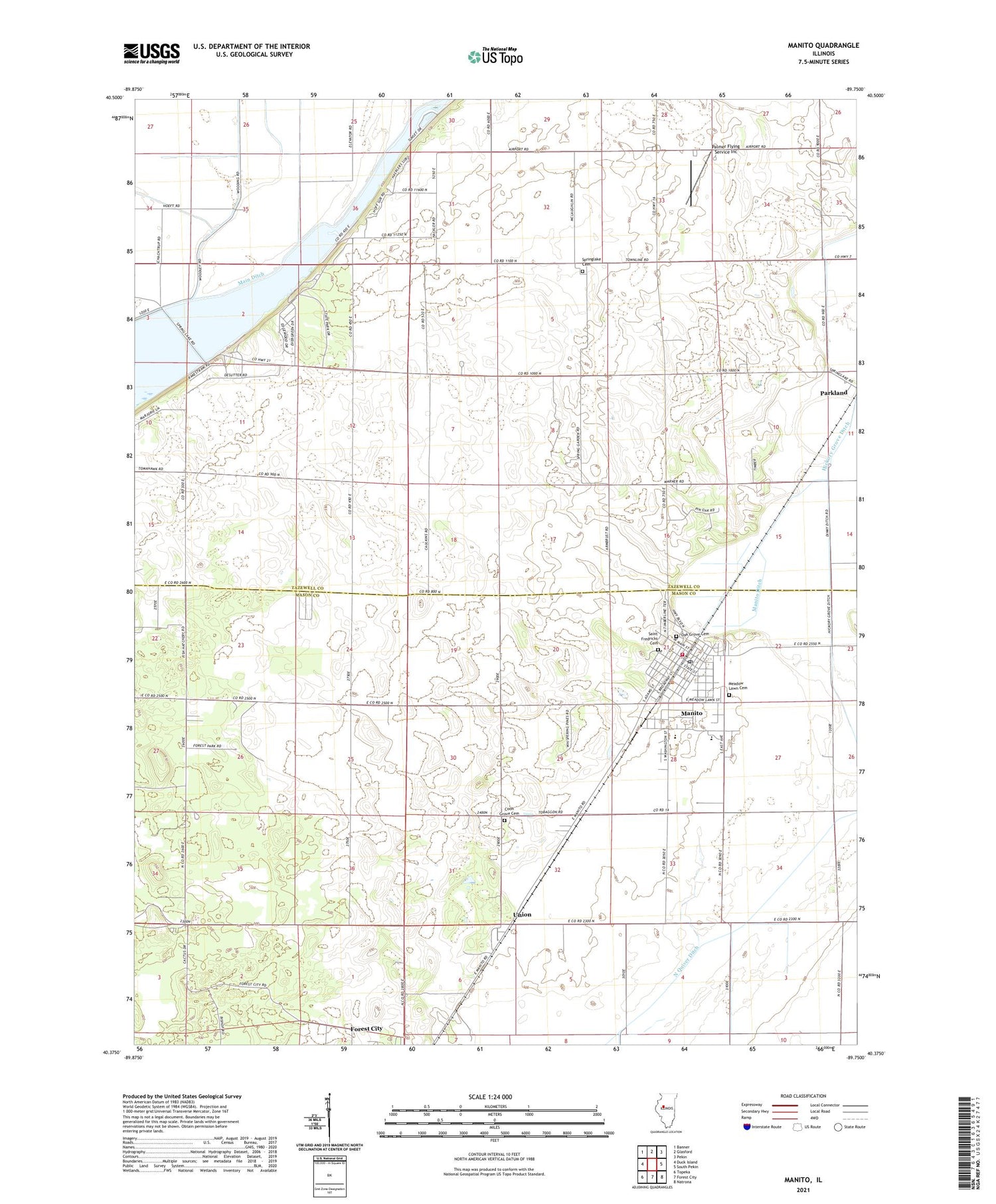 Manito Illinois US Topo Map Image