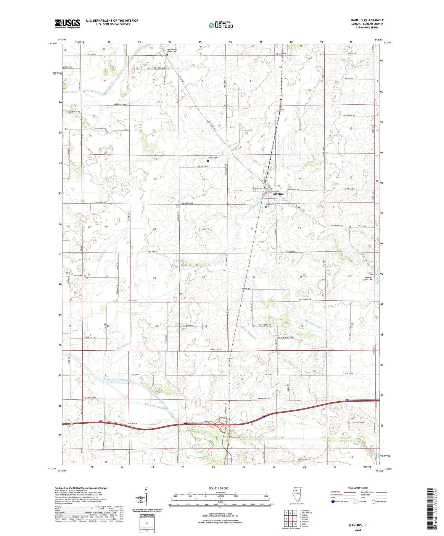 Manlius Illinois US Topo Map Image