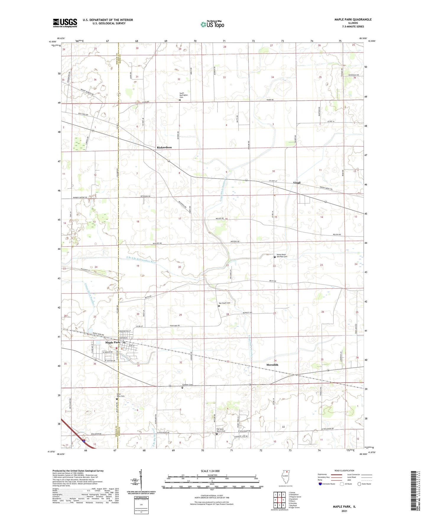 Maple Park Illinois US Topo Map Image
