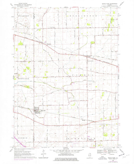 Classic USGS Maple Park Illinois 7.5'x7.5' Topo Map Image