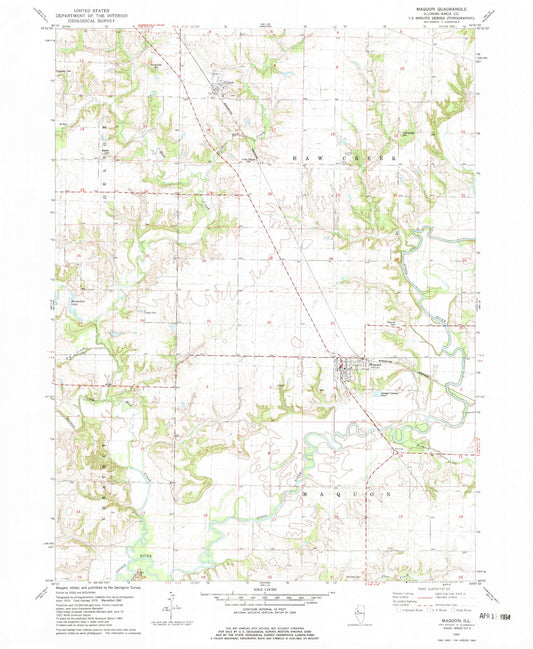 Classic USGS Maquon Illinois 7.5'x7.5' Topo Map Image