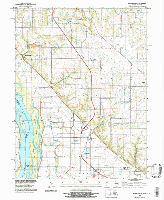Classic USGS Marblehead Illinois 7.5'x7.5' Topo Map Image
