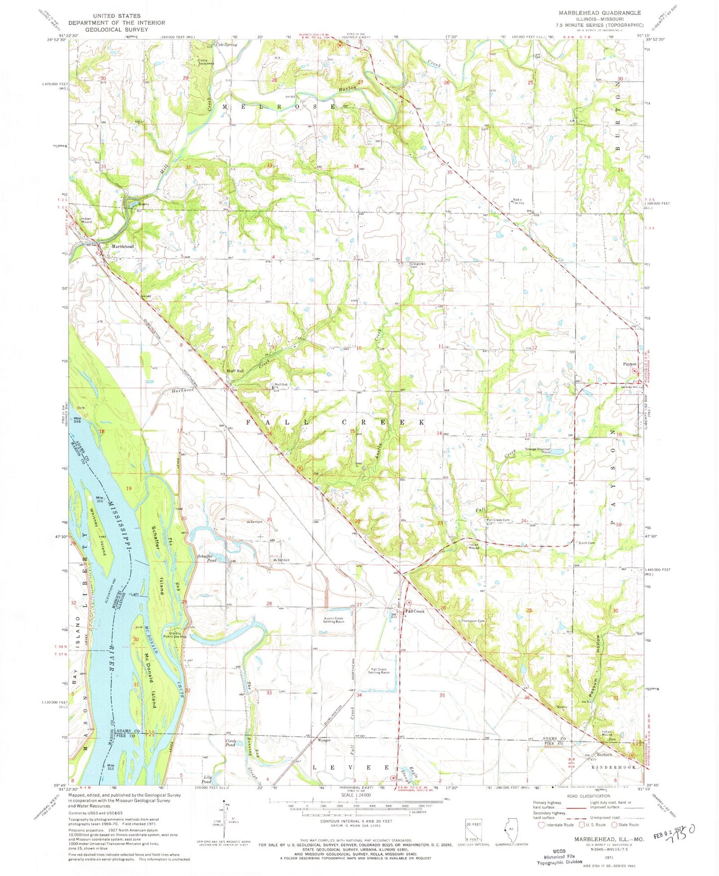 Classic USGS Marblehead Illinois 7.5'x7.5' Topo Map Image