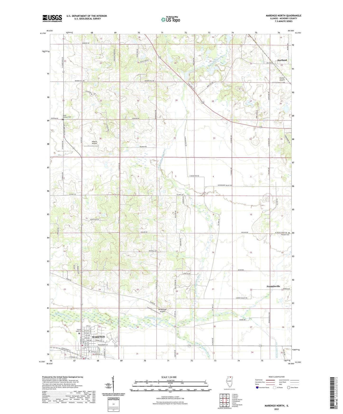 Marengo North Illinois US Topo Map Image