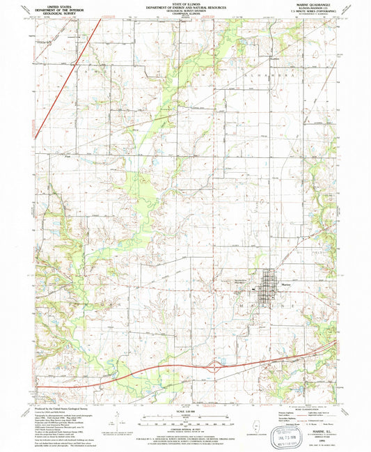 Classic USGS Marine Illinois 7.5'x7.5' Topo Map Image