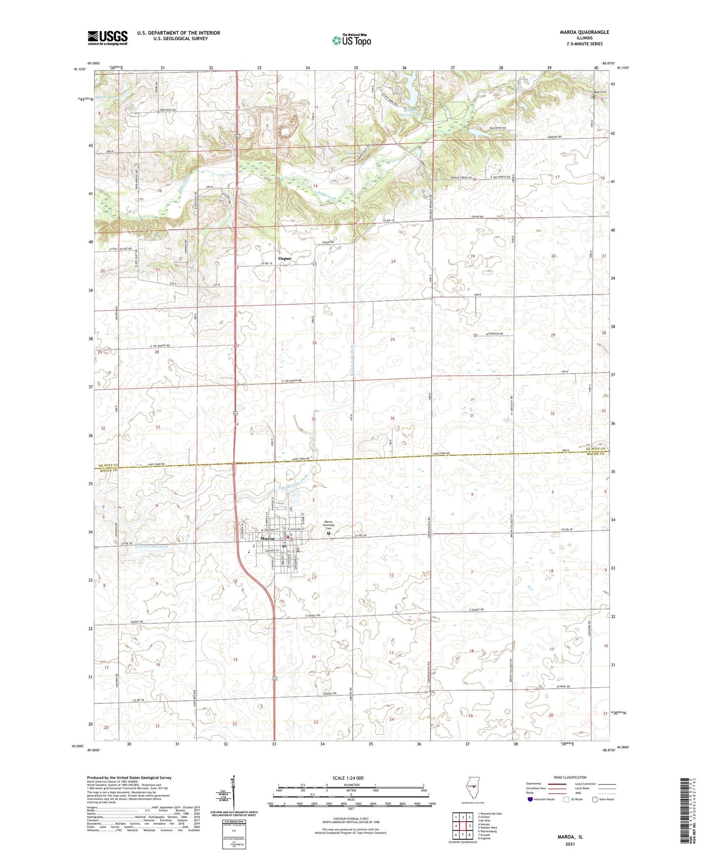 Maroa Illinois US Topo Map Image