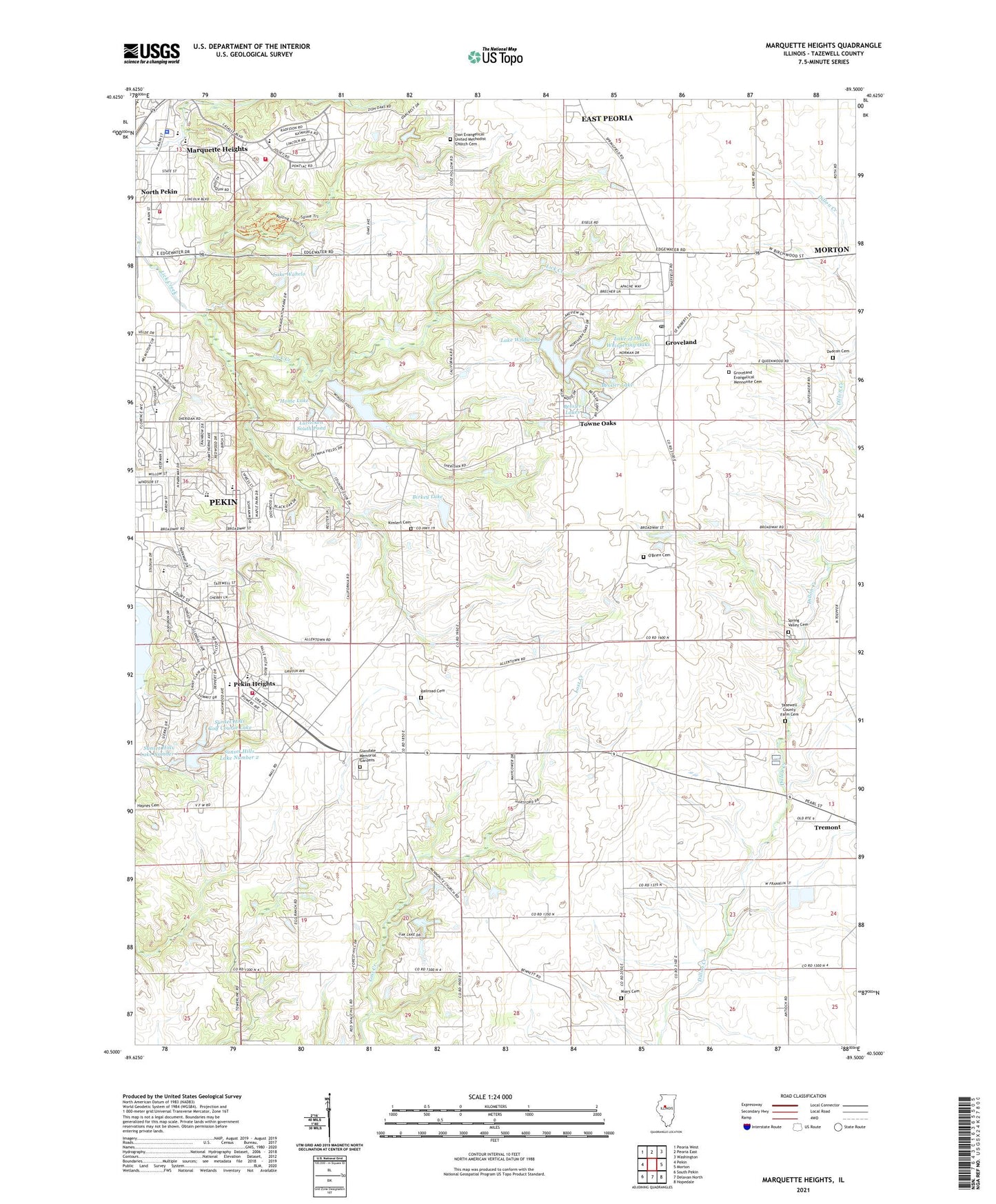 Marquette Heights Illinois US Topo Map Image