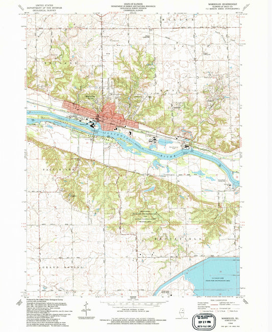 Classic USGS Marseilles Illinois 7.5'x7.5' Topo Map Image