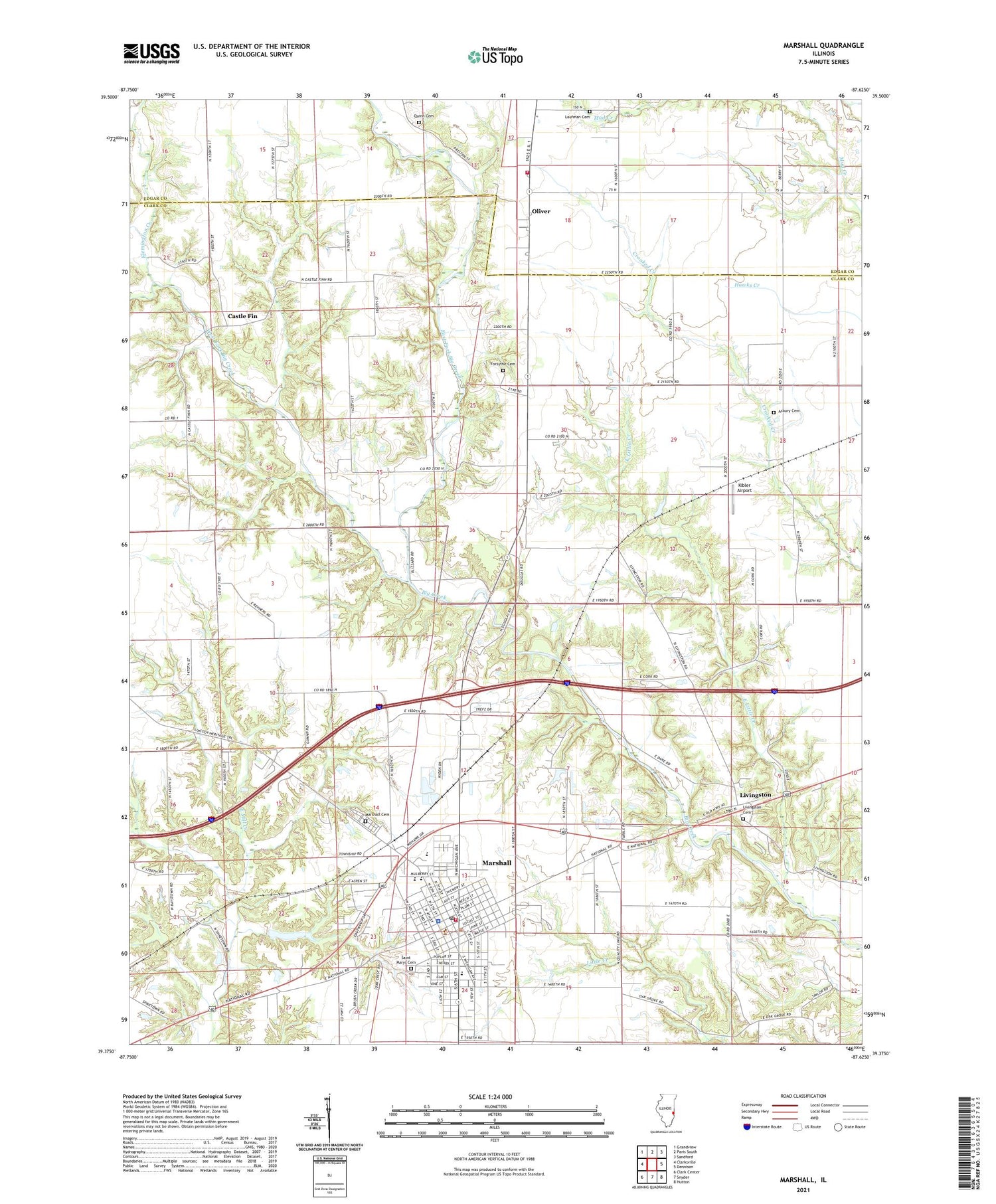 Marshall Illinois US Topo Map Image