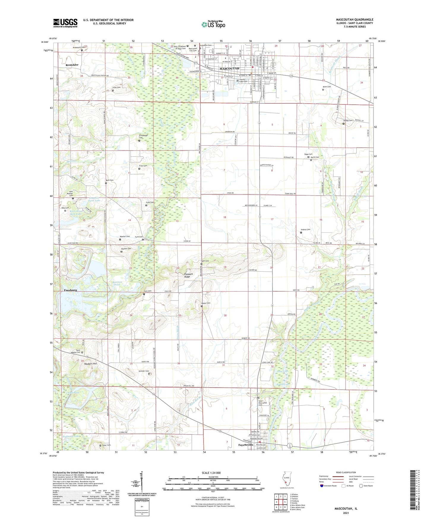 Mascoutah Illinois US Topo Map Image