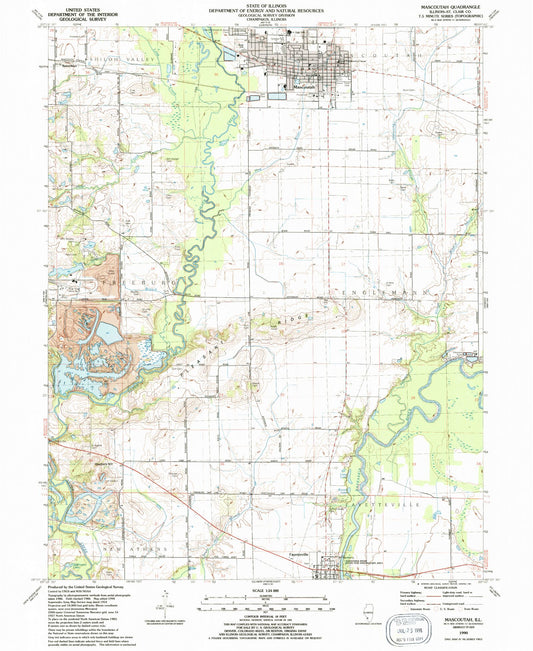 Classic USGS Mascoutah Illinois 7.5'x7.5' Topo Map Image