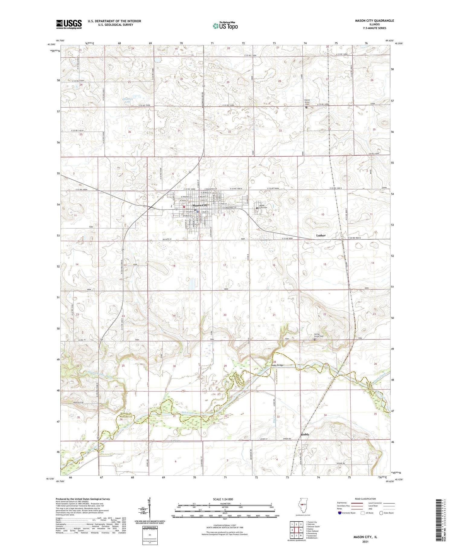Mason City Illinois US Topo Map Image