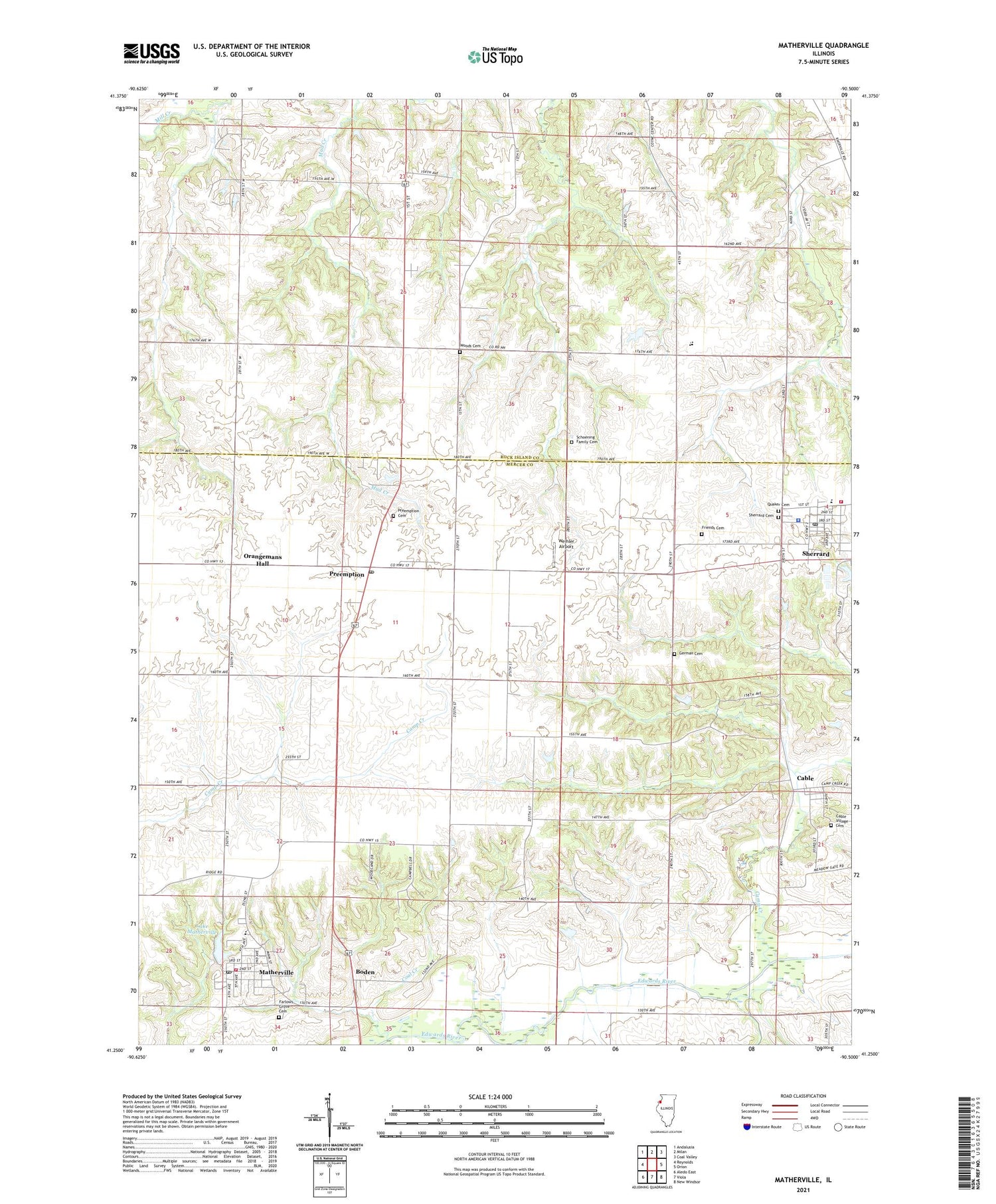 Matherville Illinois US Topo Map Image