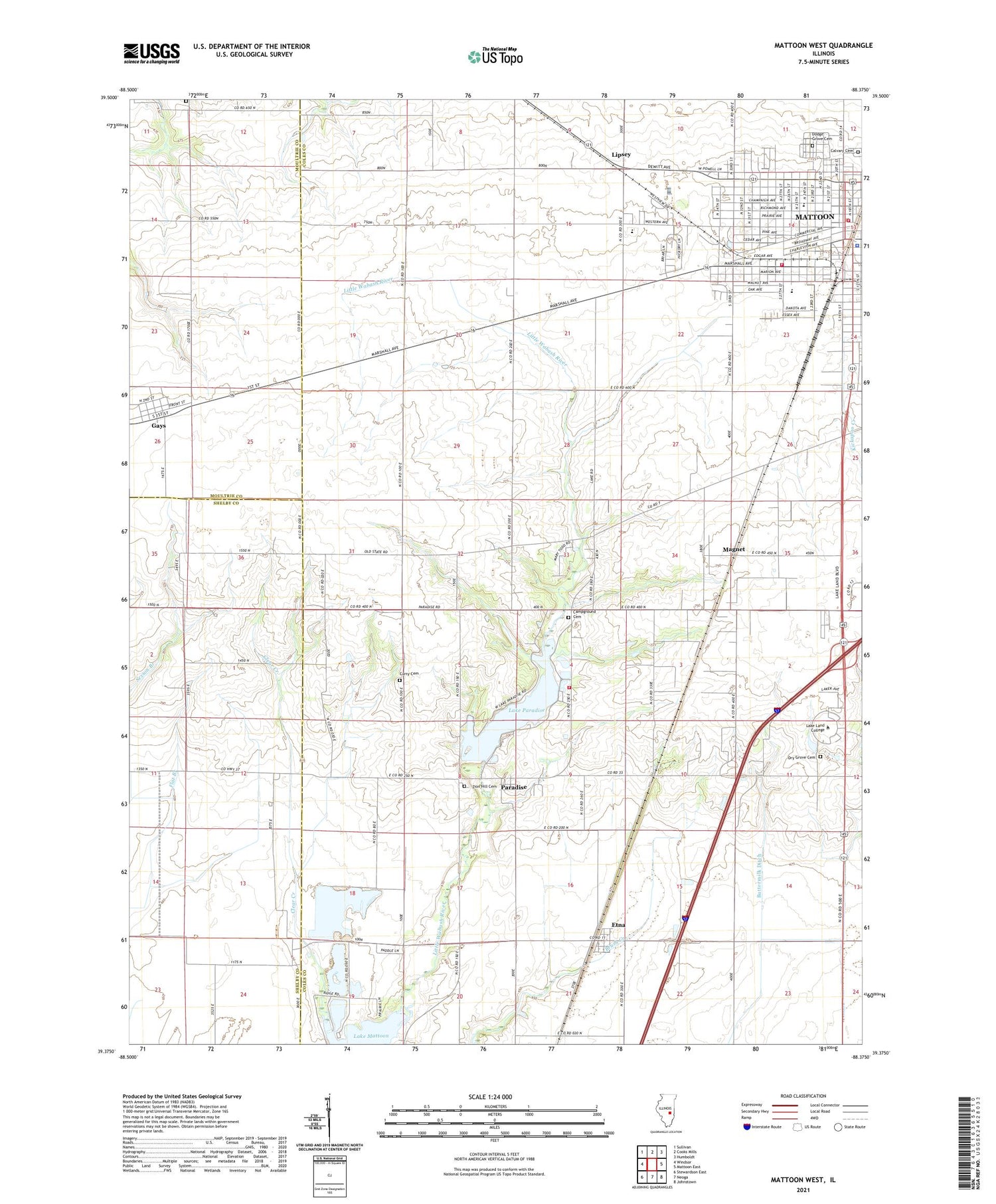 Mattoon West Illinois US Topo Map Image