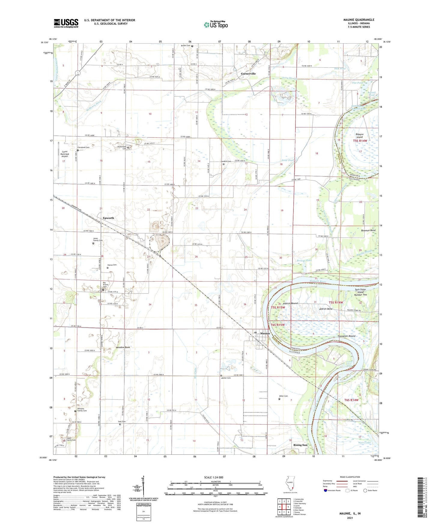 Maunie Illinois US Topo Map Image