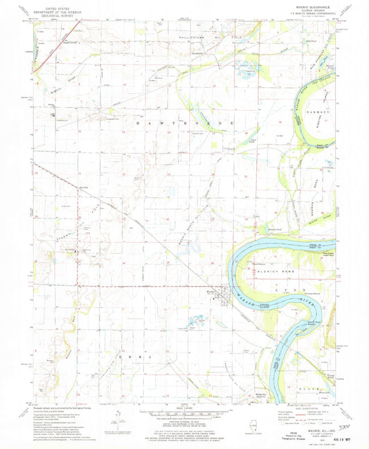 Classic USGS Maunie Illinois 7.5'x7.5' Topo Map Image