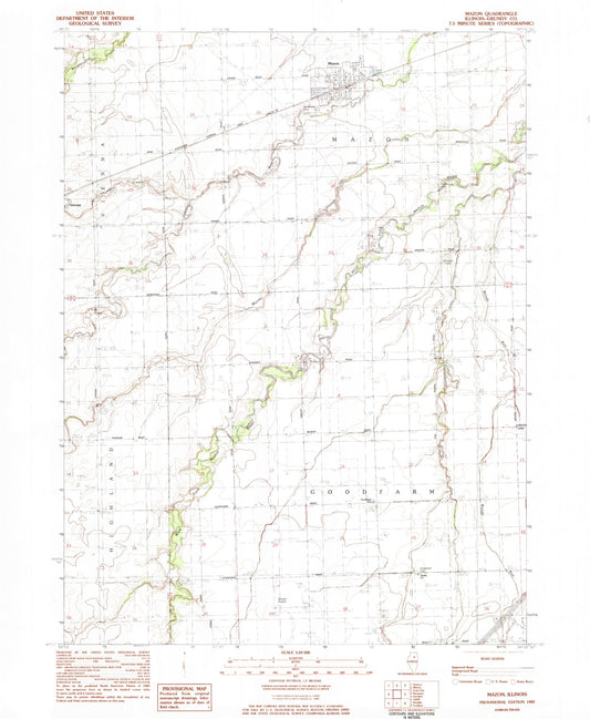 Classic USGS Mazon Illinois 7.5'x7.5' Topo Map Image