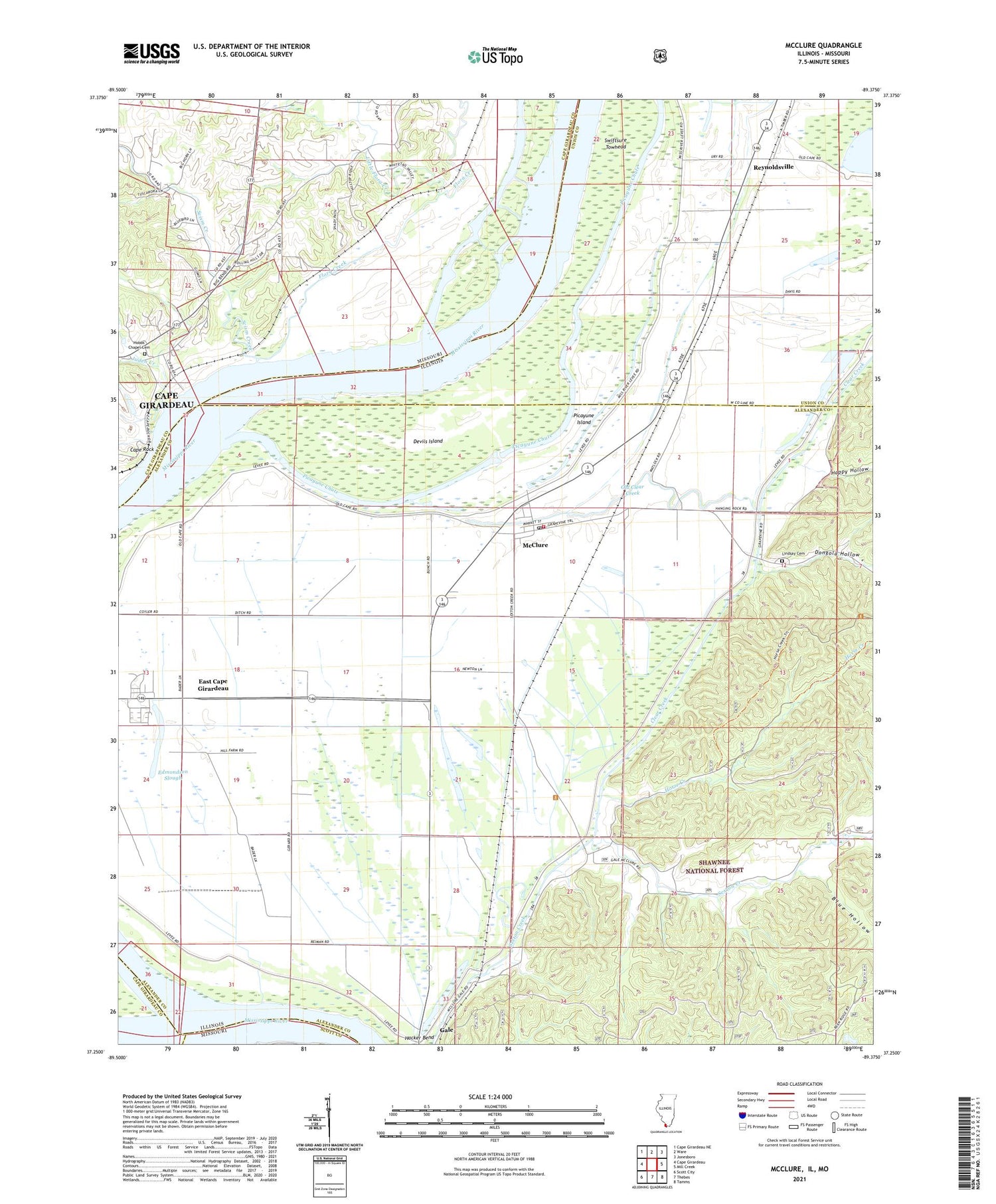 McClure Illinois US Topo Map Image