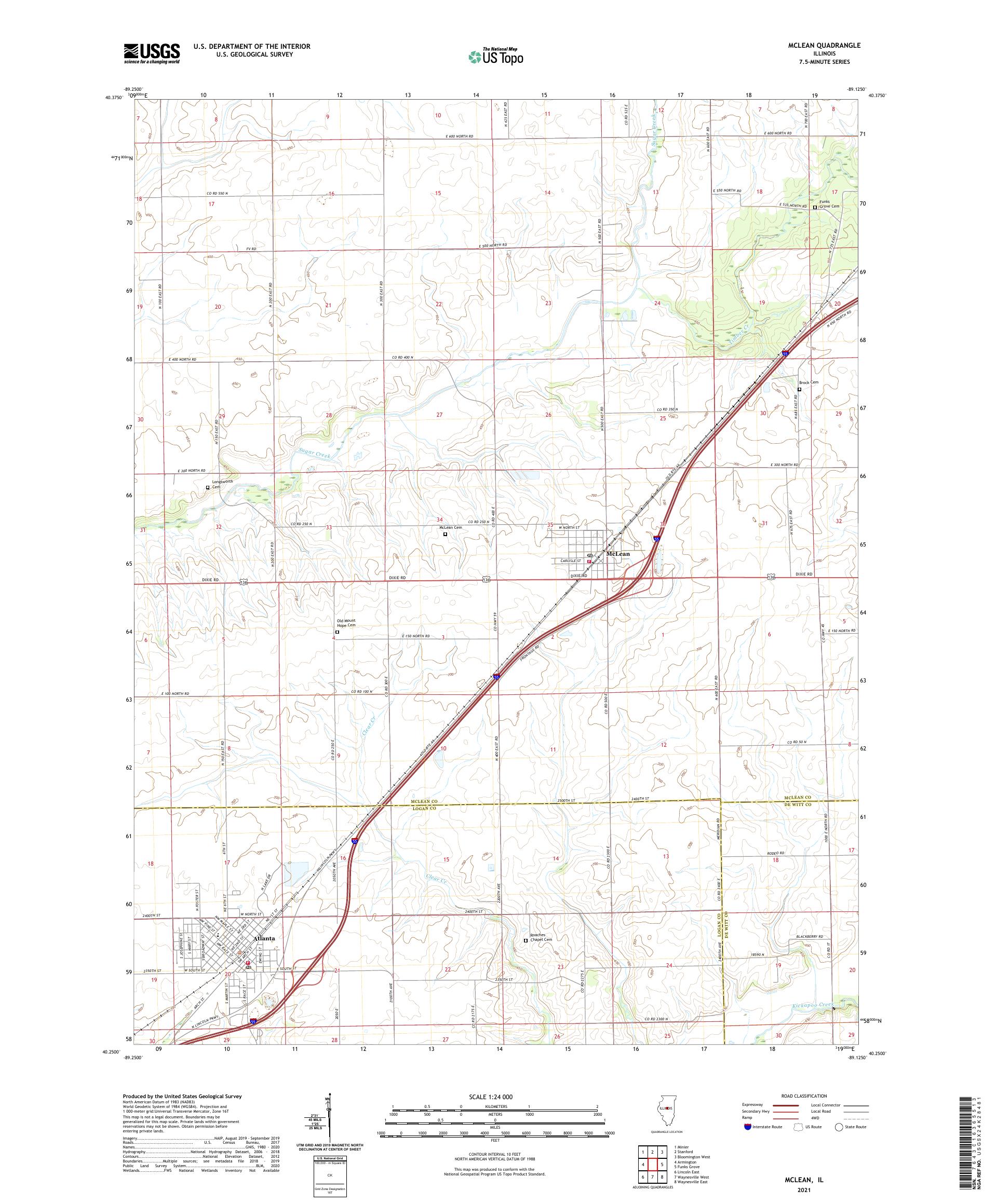 McLean Illinois US Topo Map – MyTopo Map Store