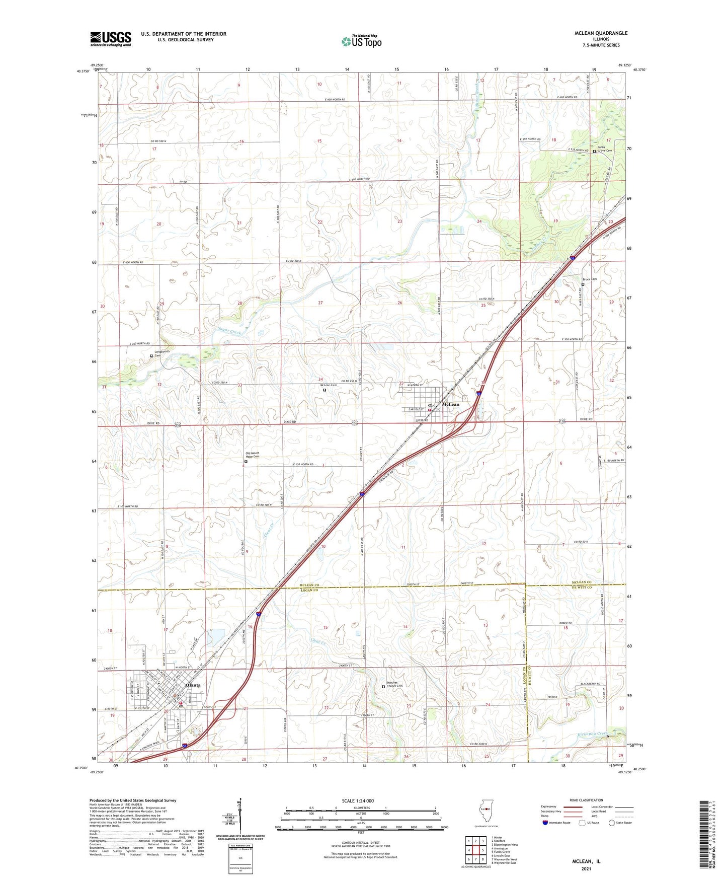 McLean Illinois US Topo Map Image