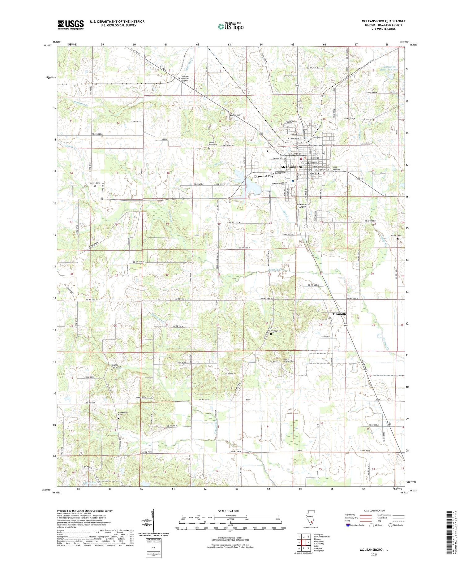 McLeansboro Illinois US Topo Map Image