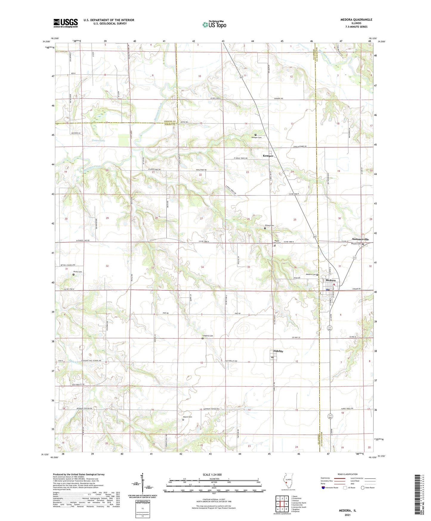 Medora Illinois US Topo Map Image