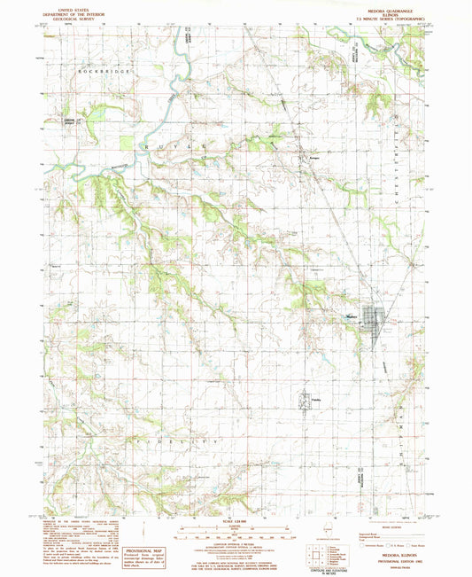 Classic USGS Medora Illinois 7.5'x7.5' Topo Map Image