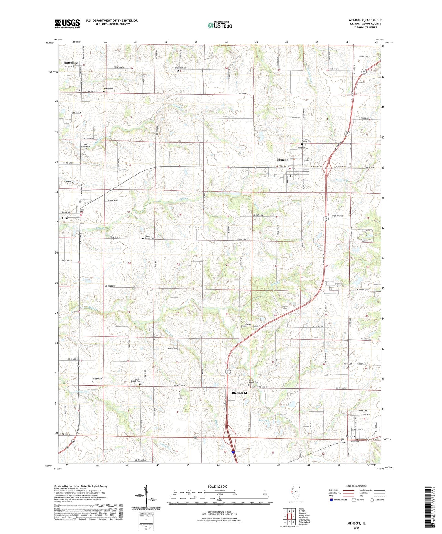 Mendon Illinois US Topo Map Image