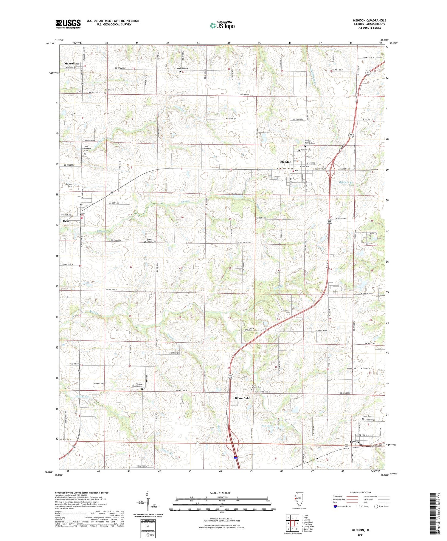 Mendon Illinois US Topo Map Image