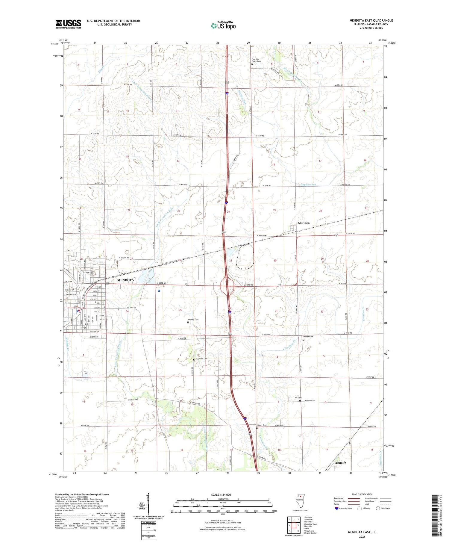 Mendota East Illinois US Topo Map Image