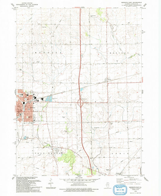 Classic USGS Mendota East Illinois 7.5'x7.5' Topo Map Image