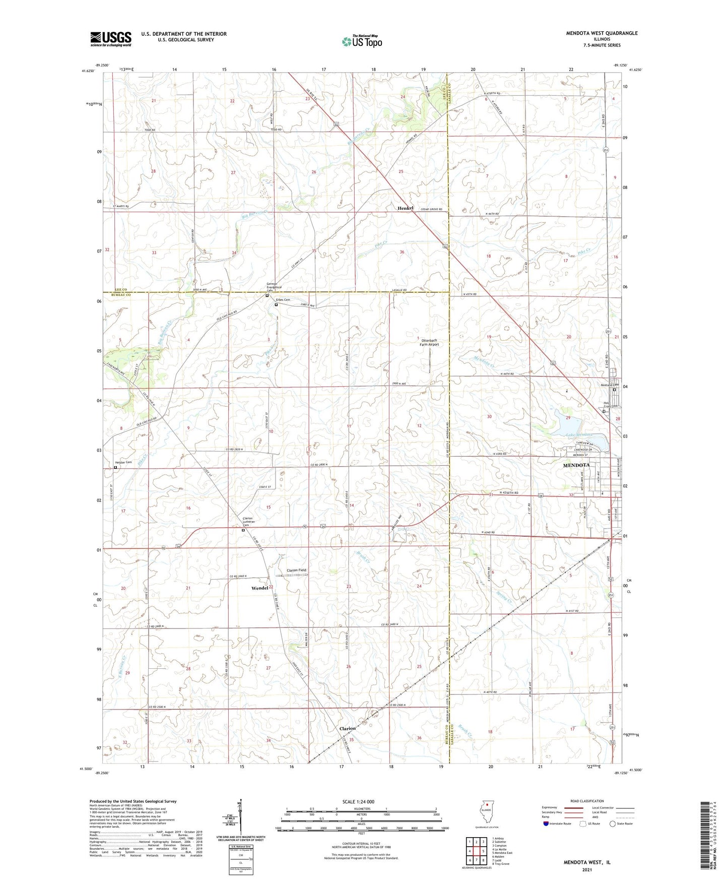 Mendota West Illinois US Topo Map Image