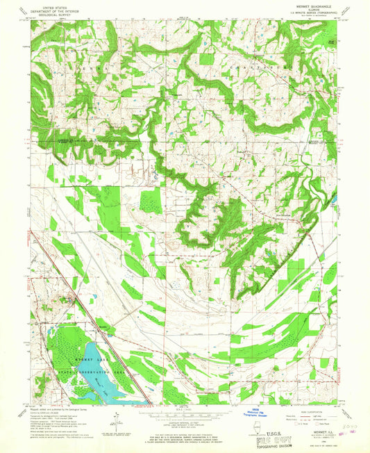 Classic USGS Mermet Illinois 7.5'x7.5' Topo Map Image